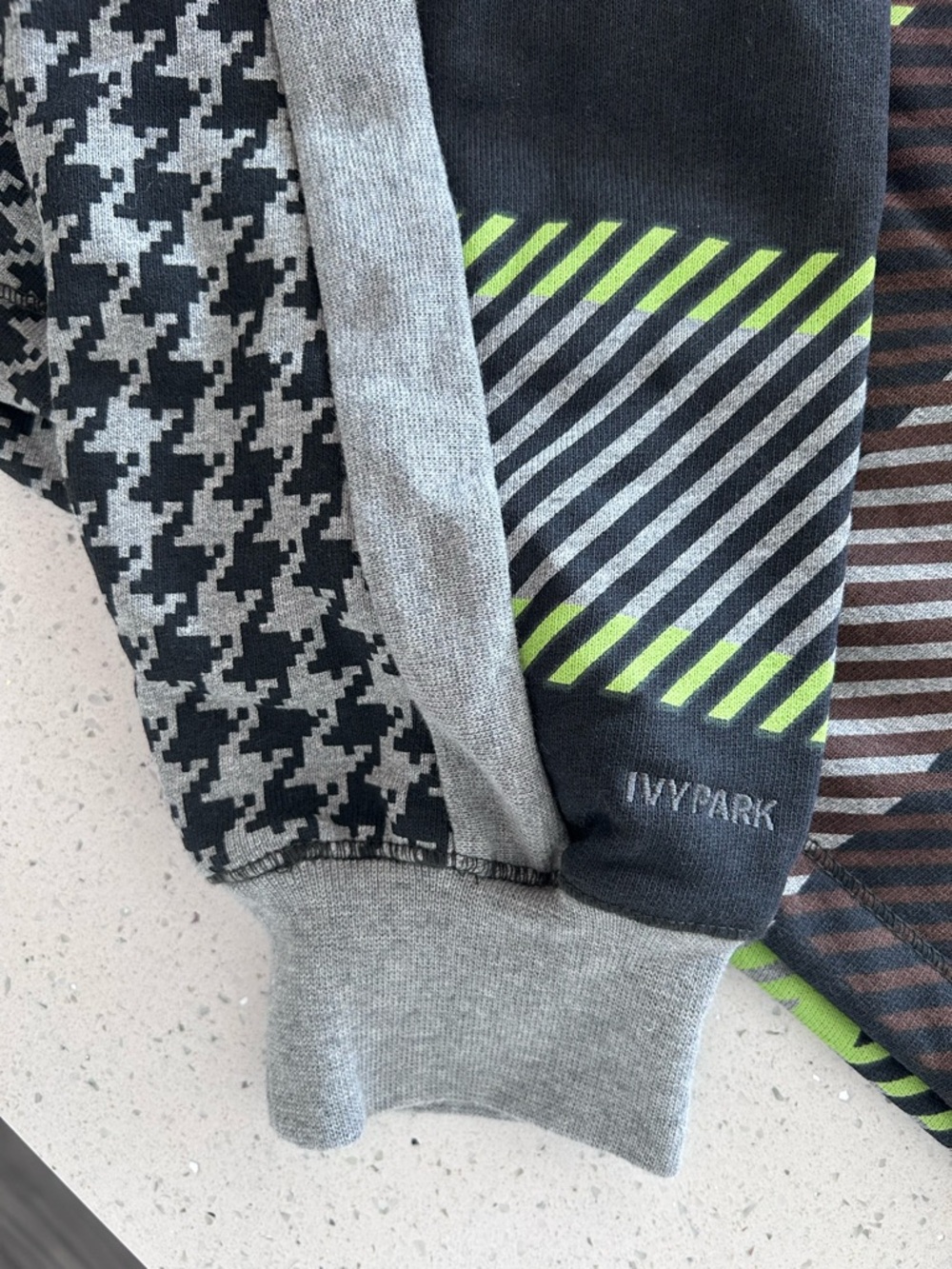 adidas Ivy Park Oversized Striped Shrug in Gray, Brown & Neon Green size S - Picture 8 of 13